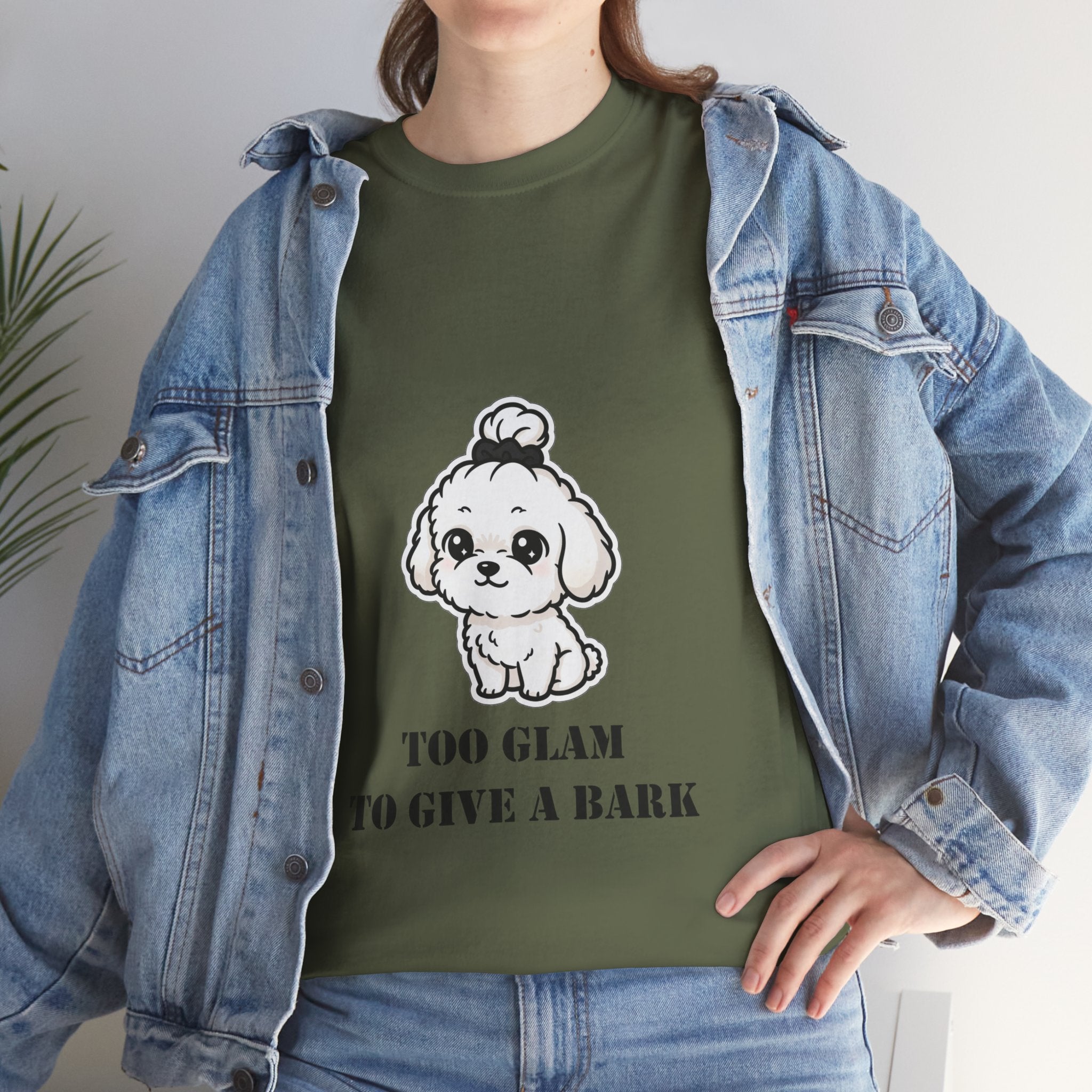 Too Glam To Give A Bark T-Shirt — Cute Puppy Graphic Tee