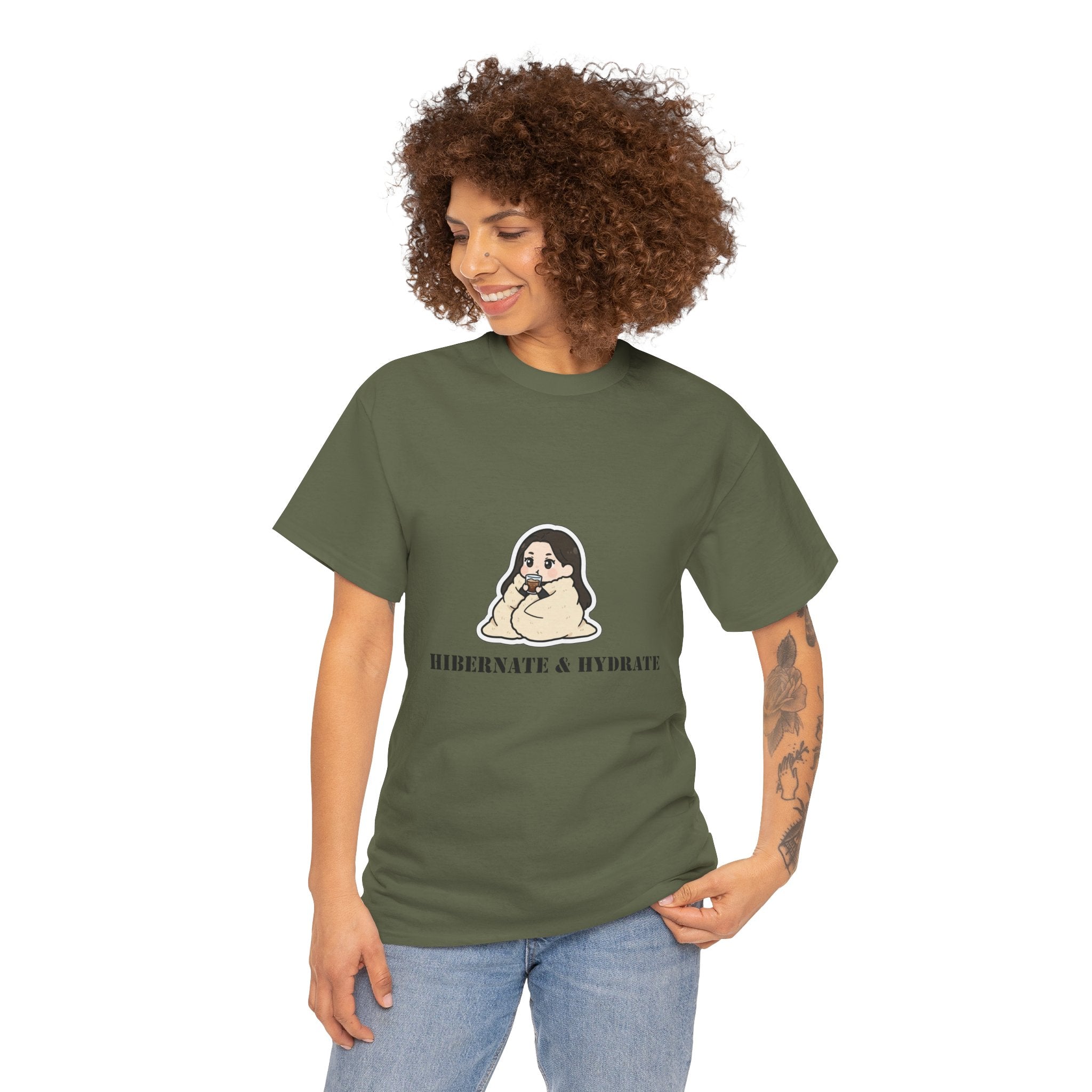 Hibernate & Hydrate Tee — Cozy Sloth Graphic T-Shirt