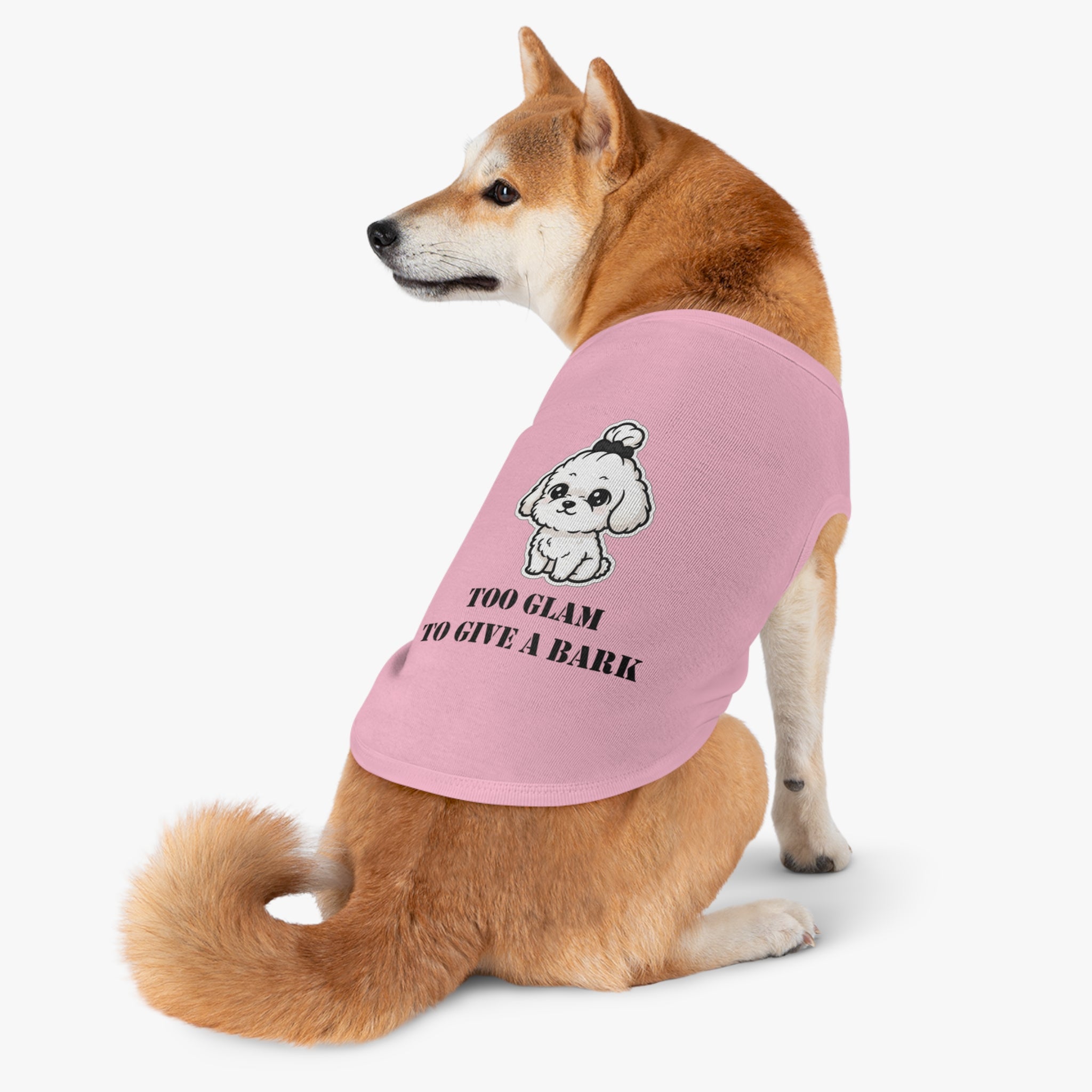 Too Glam To Give A Bark Pet Tank Top — Cute Puppy Graphic Dog Shirt