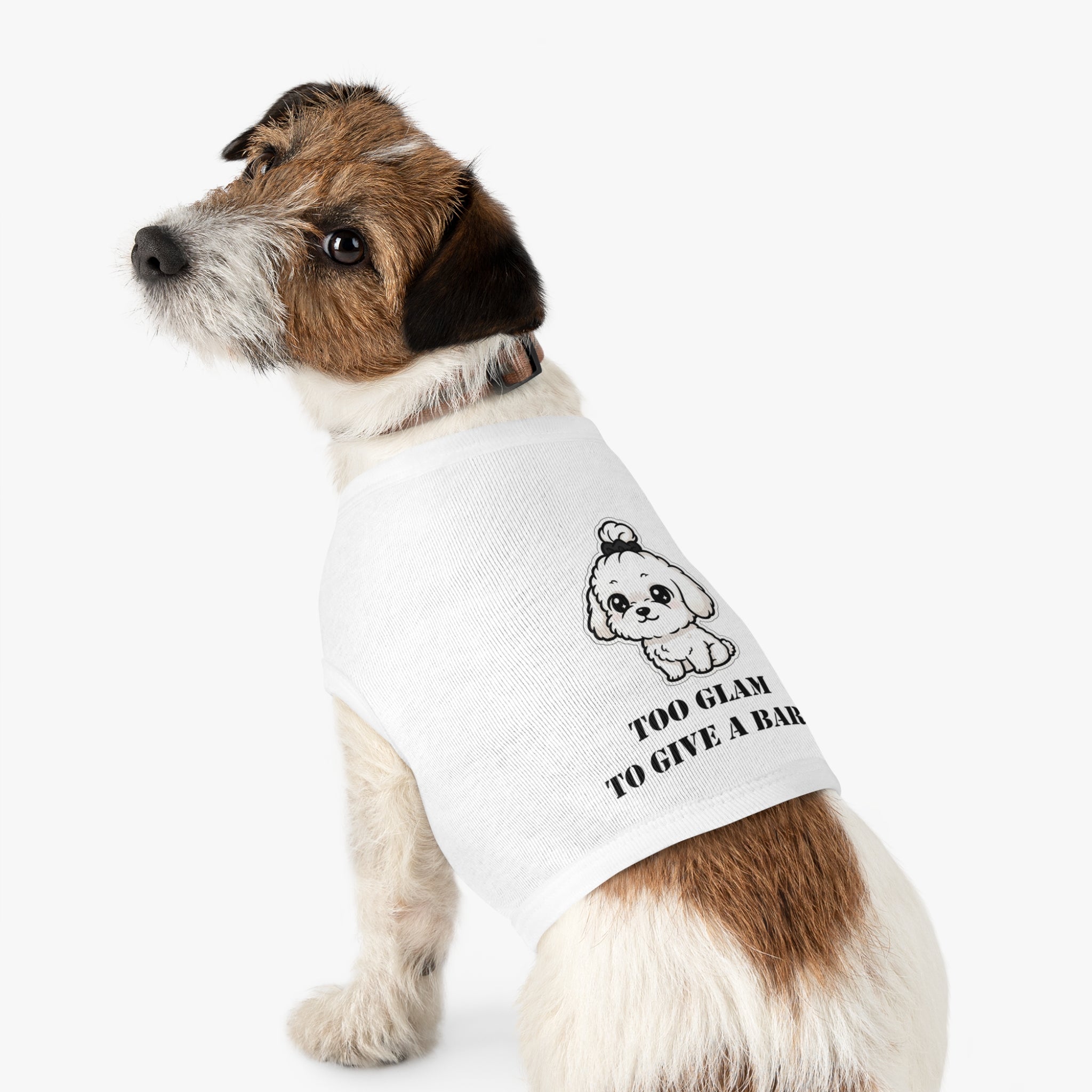Too Glam To Give A Bark Pet Tank Top — Cute Puppy Graphic Dog Shirt