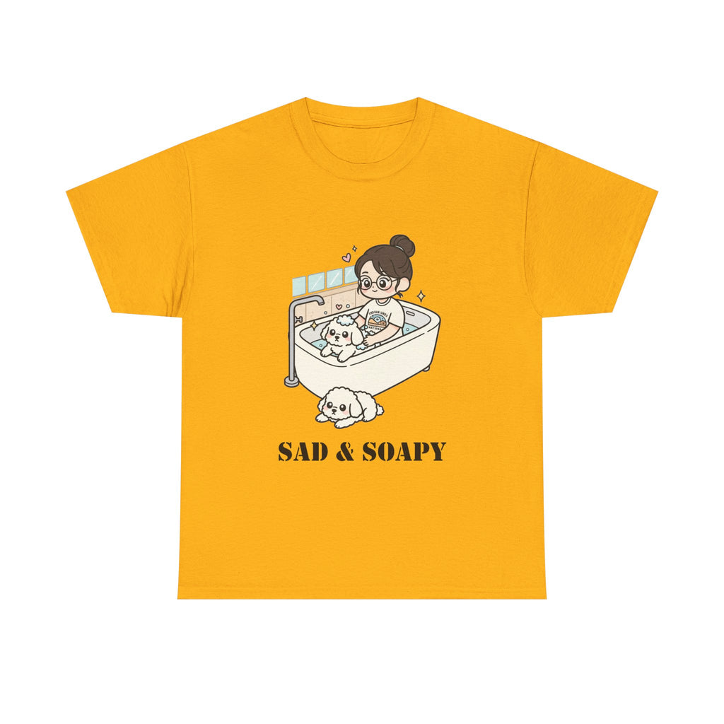 Sad & Soapy T-Shirt — Cute Bathing Girl with Puppy Graphic Tee