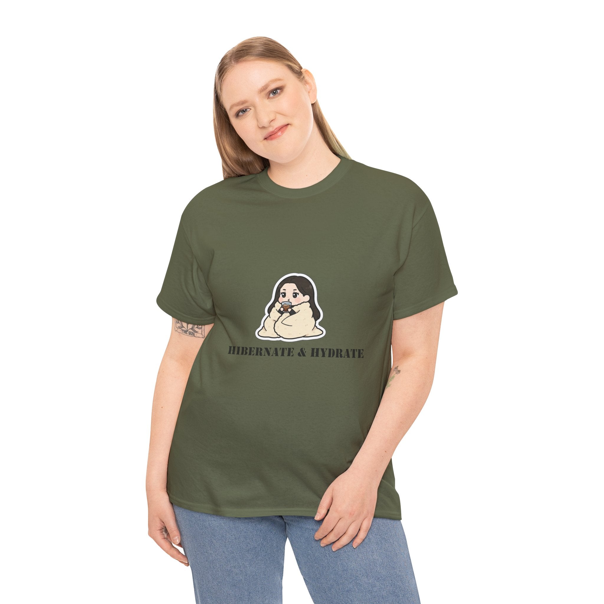 Hibernate & Hydrate Tee — Cozy Sloth Graphic T-Shirt