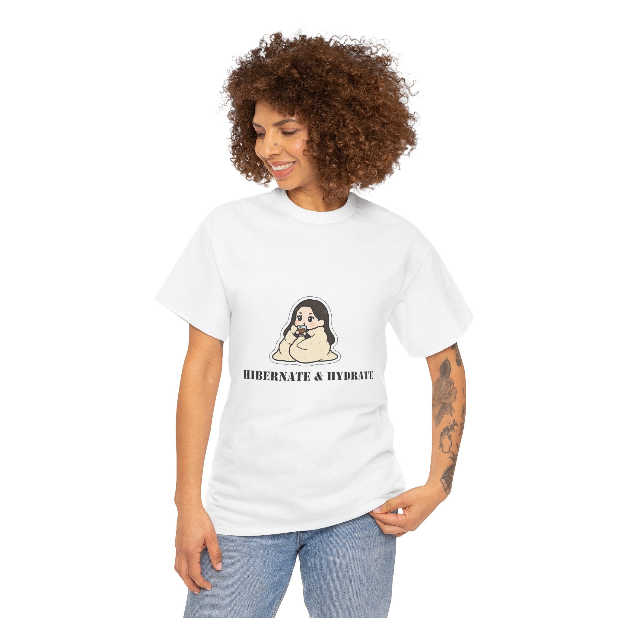 Hibernate & Hydrate Tee — Cozy Sloth Graphic T-Shirt