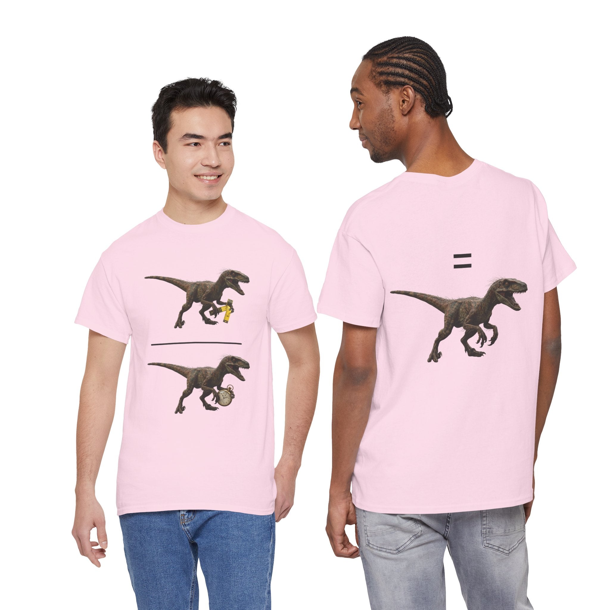 "Distanceraptor Over Timeraptor Equals Velociraptor" Tee — Funny Physics Pun Shirt for Science Teachers & Nerds