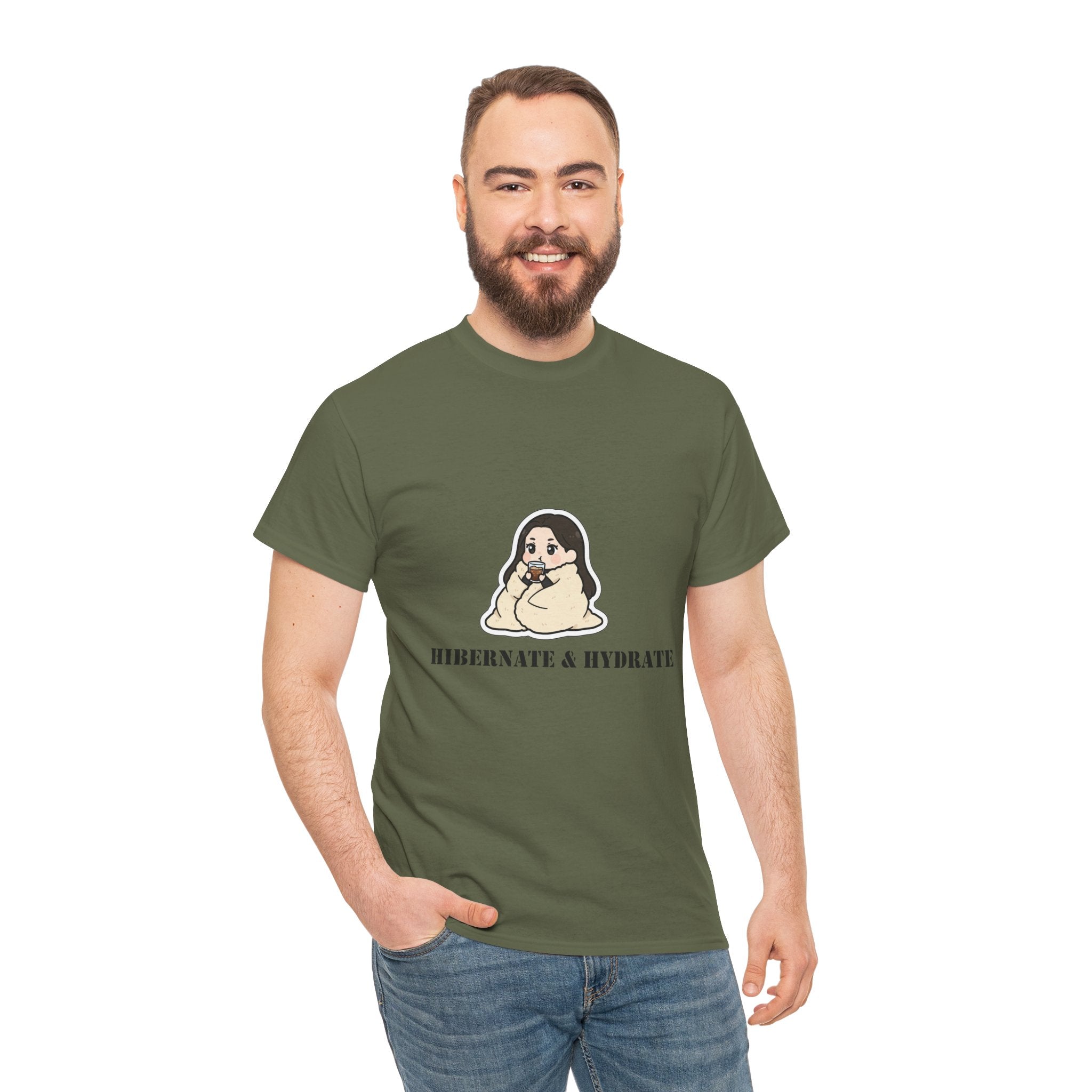 Hibernate & Hydrate Tee — Cozy Sloth Graphic T-Shirt
