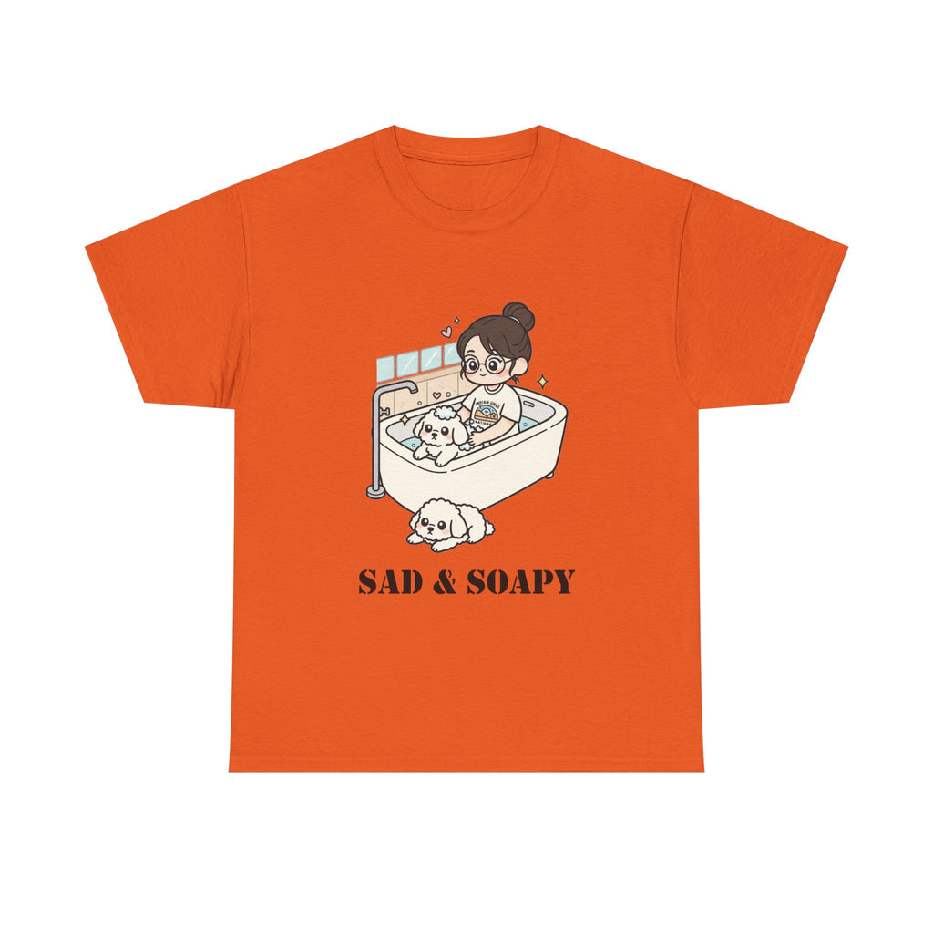 Sad & Soapy T-Shirt — Cute Bathing Girl with Puppy Graphic Tee