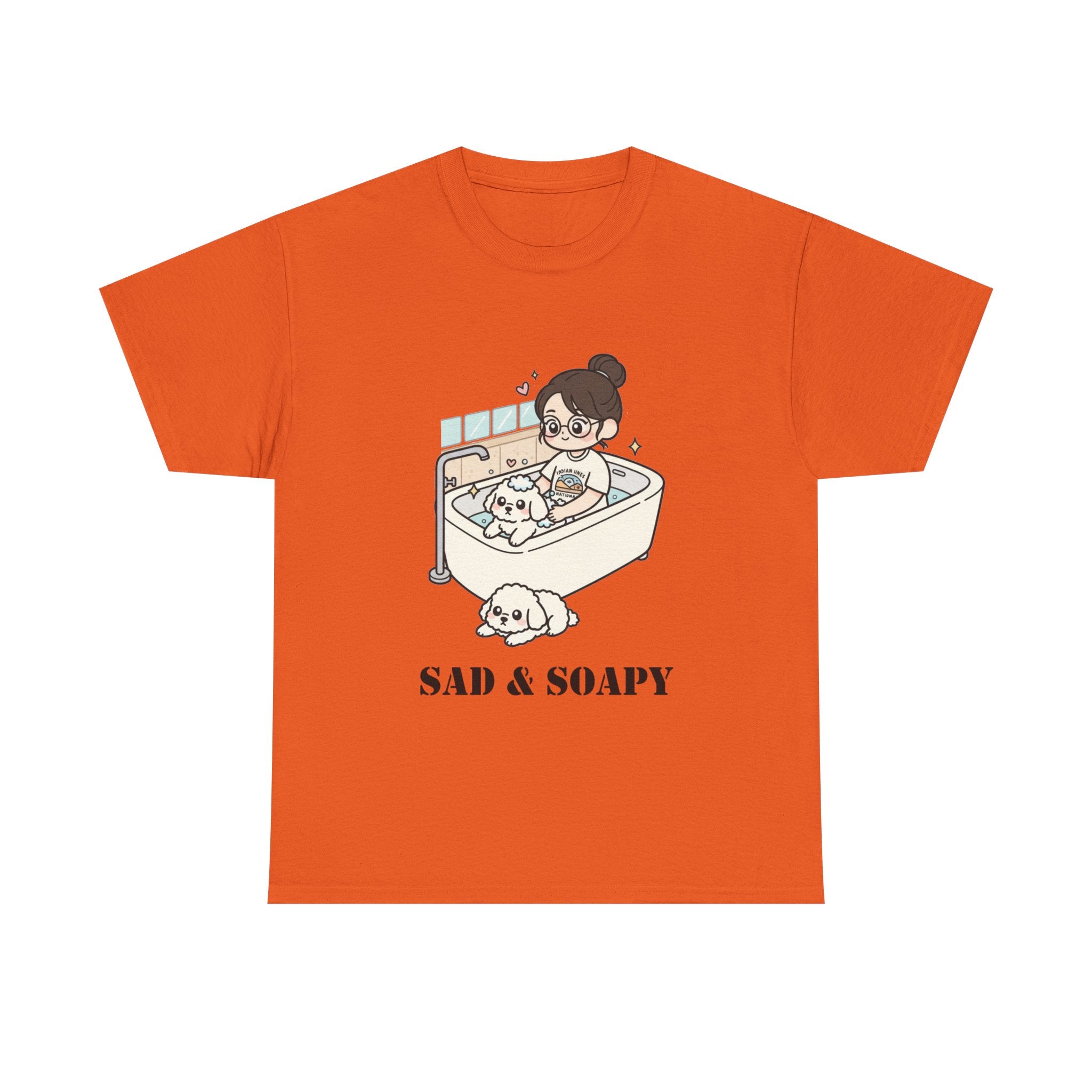 Sad & Soapy T-Shirt — Cute Bathing Girl with Puppy Graphic Tee