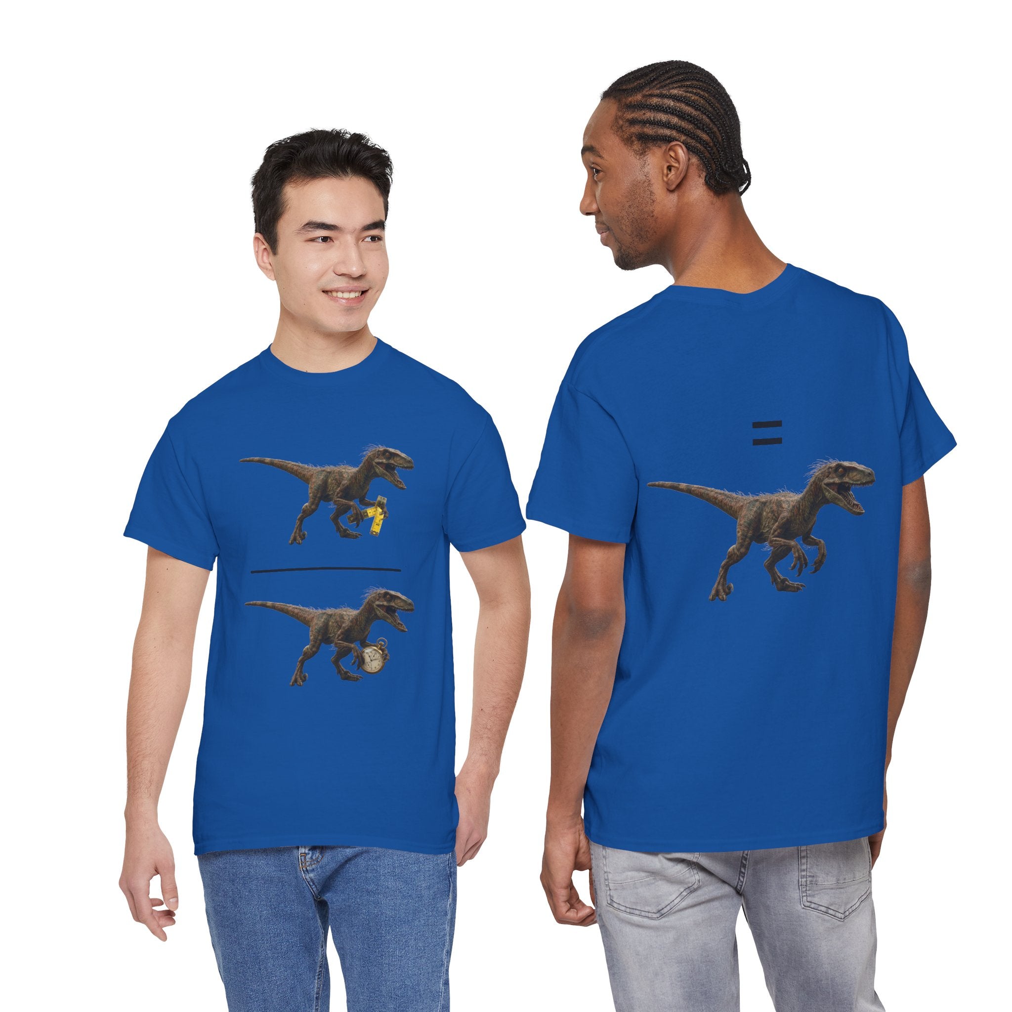 "Distanceraptor Over Timeraptor Equals Velociraptor" Tee — Funny Physics Pun Shirt for Science Teachers & Nerds