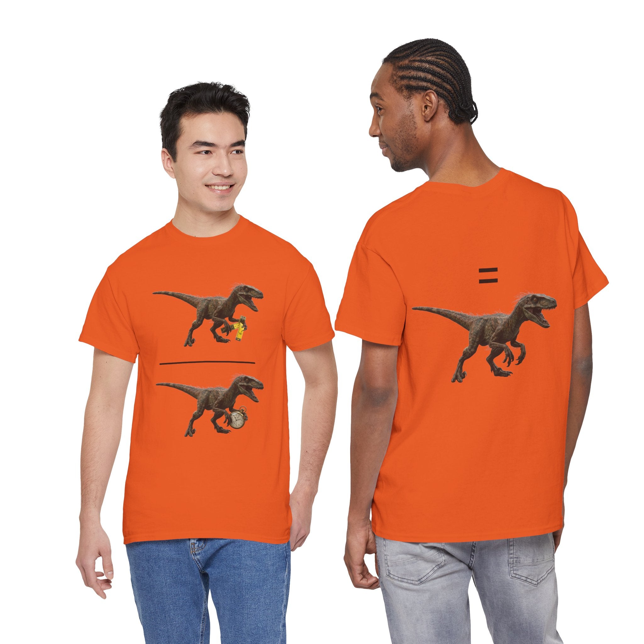 "Distanceraptor Over Timeraptor Equals Velociraptor" Tee — Funny Physics Pun Shirt for Science Teachers & Nerds