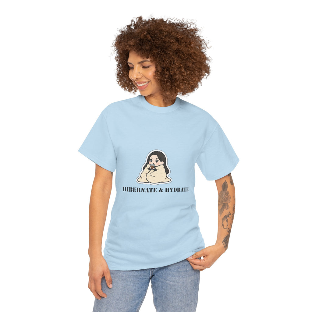 Hibernate & Hydrate Tee — Cozy Sloth Graphic T-Shirt