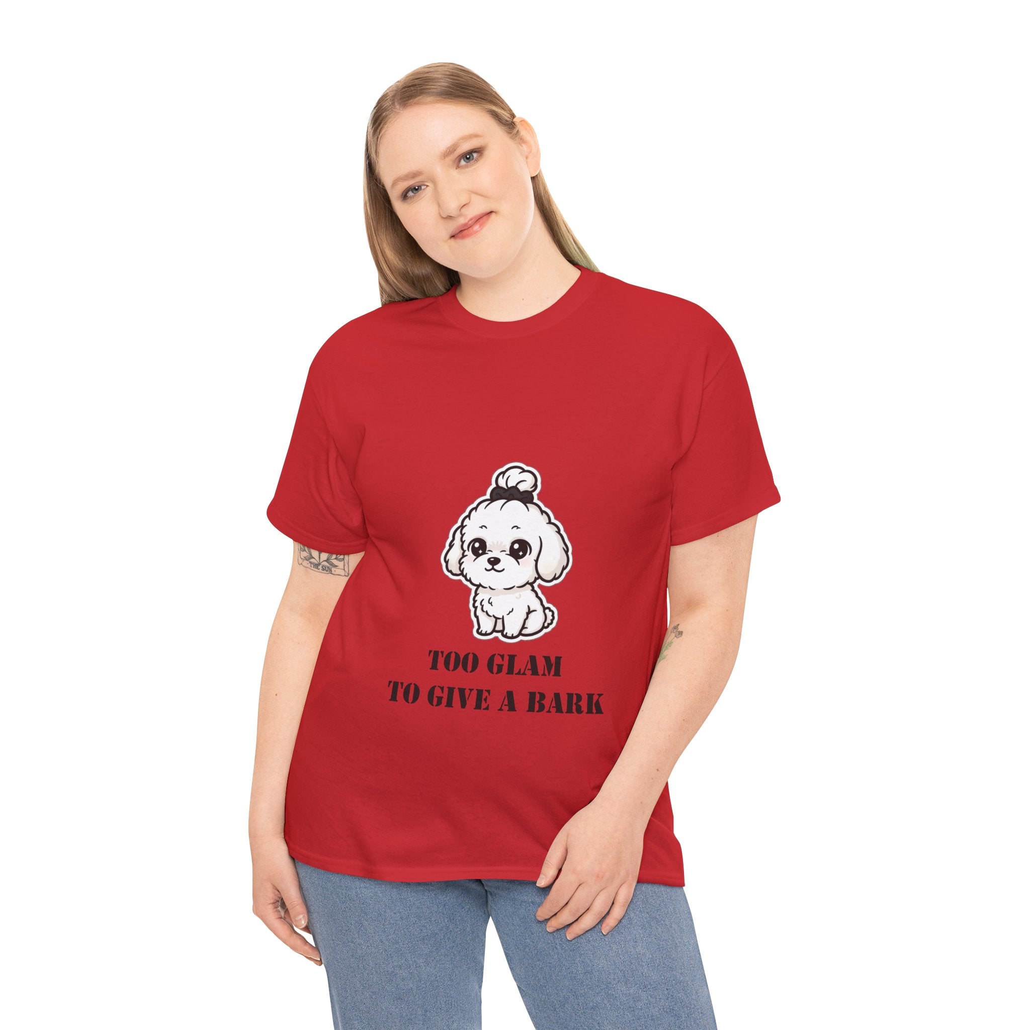Too Glam To Give A Bark T-Shirt — Cute Puppy Graphic Tee