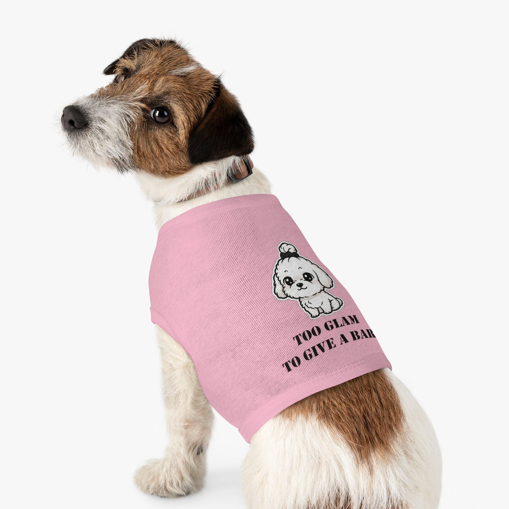 Too Glam To Give A Bark Pet Tank Top — Cute Puppy Graphic Dog Shirt