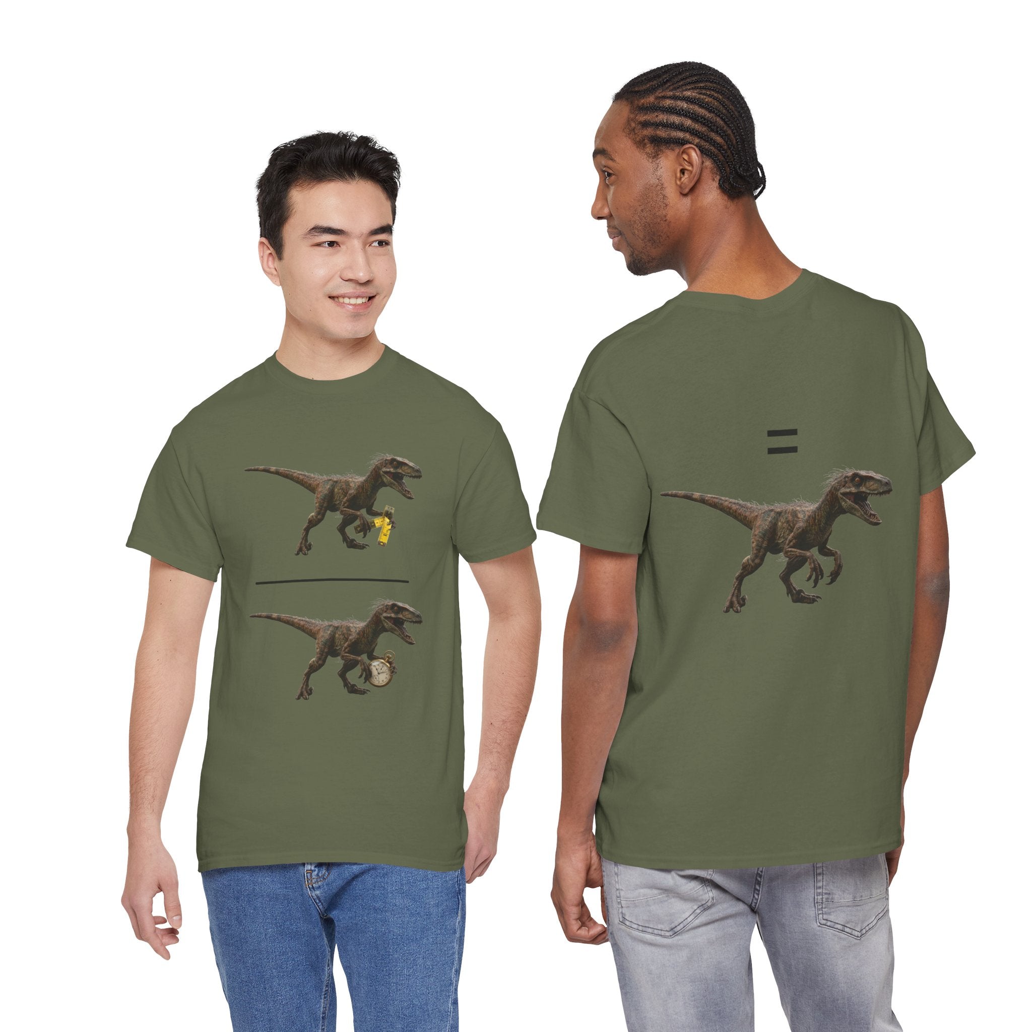 "Distanceraptor Over Timeraptor Equals Velociraptor" Tee — Funny Physics Pun Shirt for Science Teachers & Nerds