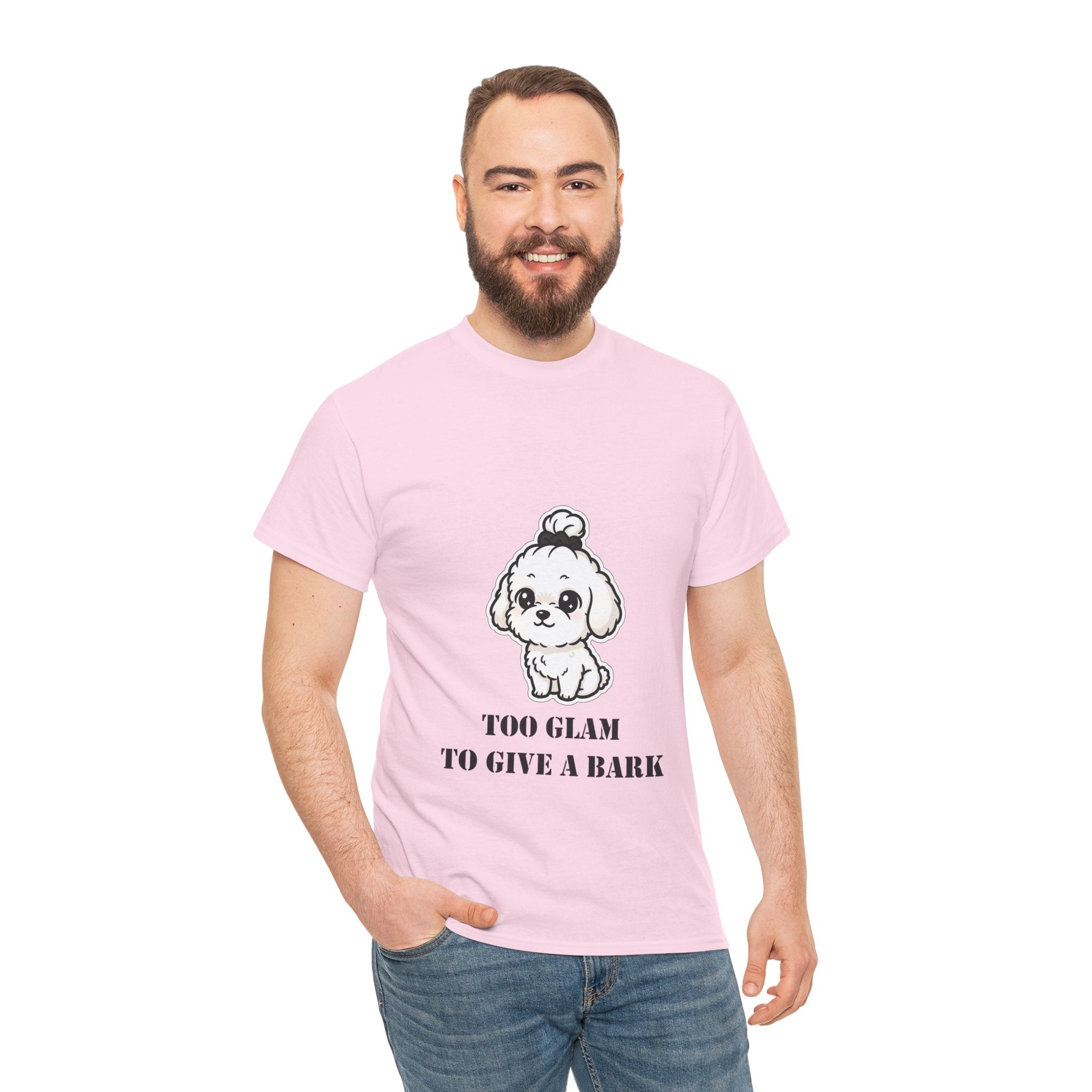 Too Glam To Give A Bark T-Shirt — Cute Puppy Graphic Tee