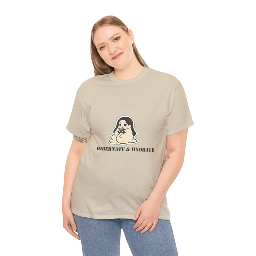 Hibernate & Hydrate Tee — Cozy Sloth Graphic T-Shirt